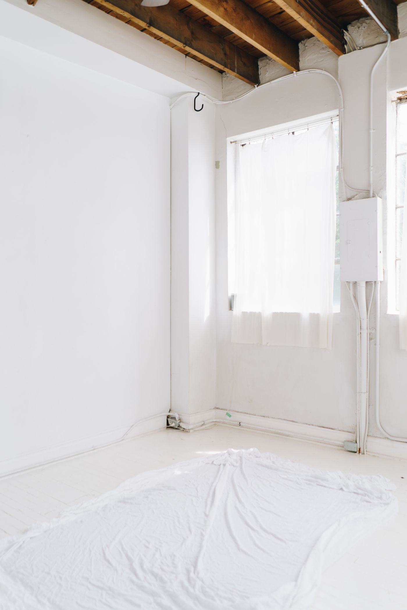 Glue-down planking inspiration: unfinished room, illustrative stock photo